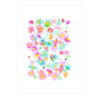 Daisies Spring Floral Pastel Watercolor (Print Only)