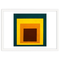 JOSEF ALBERS - HOMAGE TO THE SQUARE DARK GREEN YELLOW ORANGE BROWN