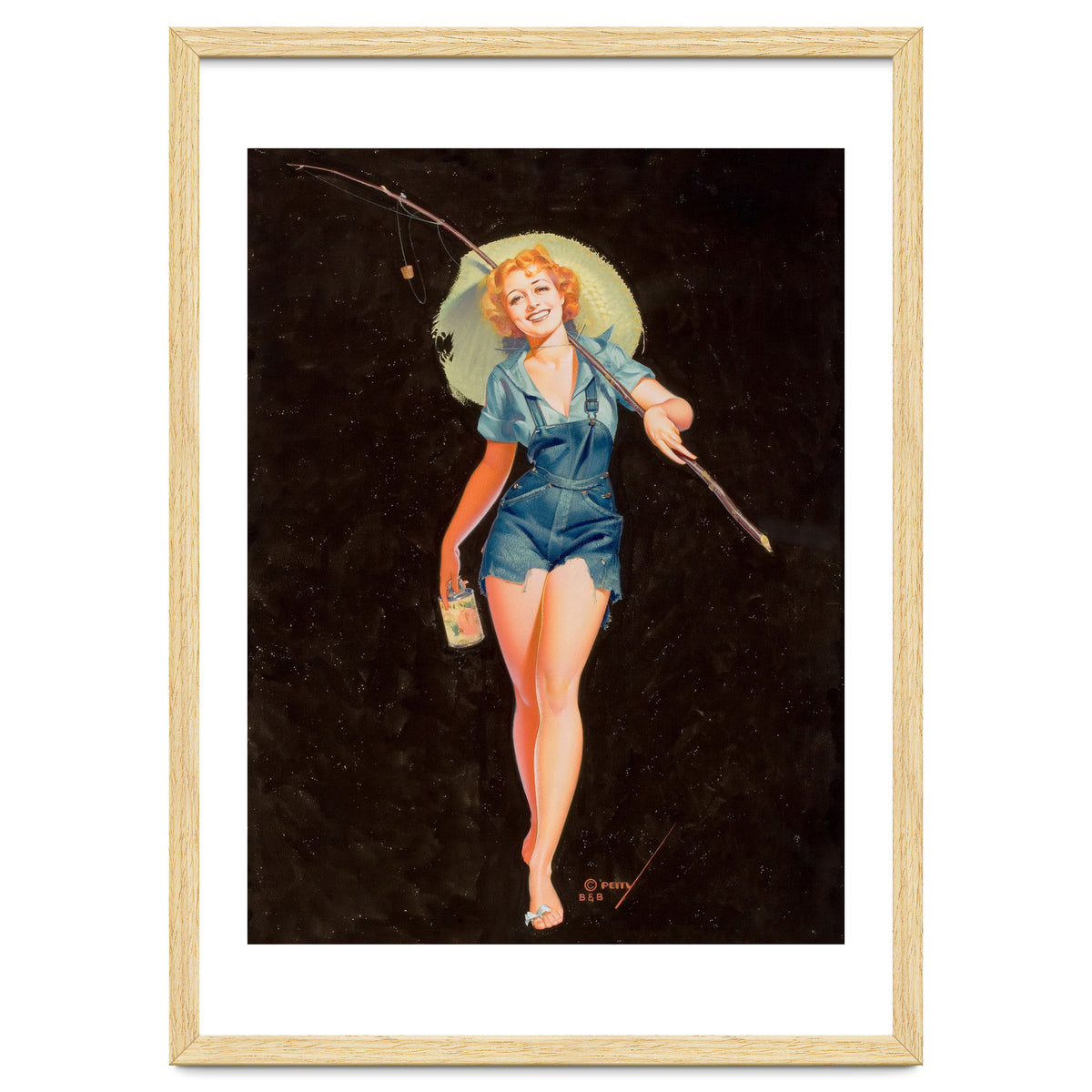 Happy Pinup Girl With A Fishing Stick