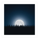 Midnight Serenity: Full Moon Over Forest Silhouettes (Print Only) thumbnail