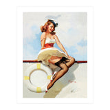 Sailing Pinup Girl With Captain Hat (Print Only) thumbnail
