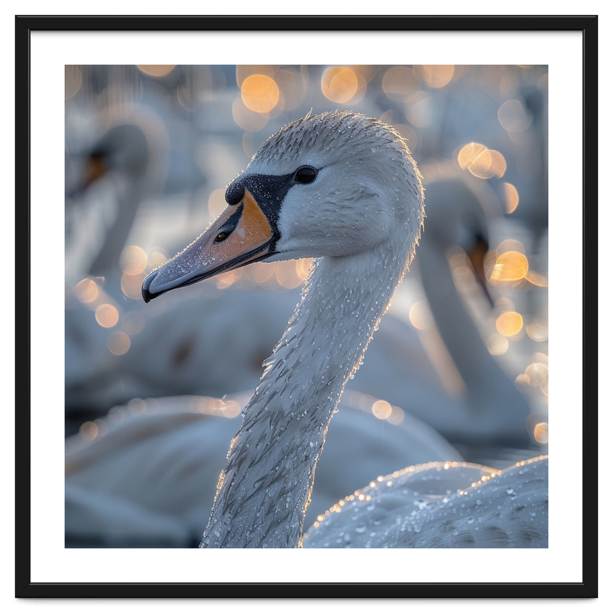Majestic Swan Close Up With Water Droplets