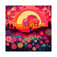 Folk Sunset Blossoming Tree (Print Only)