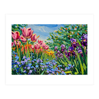 Vibrant Spring Meadow Oil Painting (Print Only)