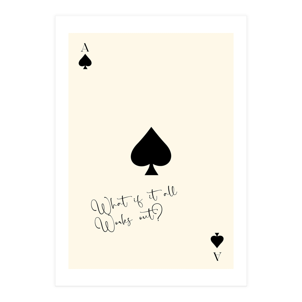 Ace of Spades Motivational Card Print, What If It All Works Out Poster (Print Only)