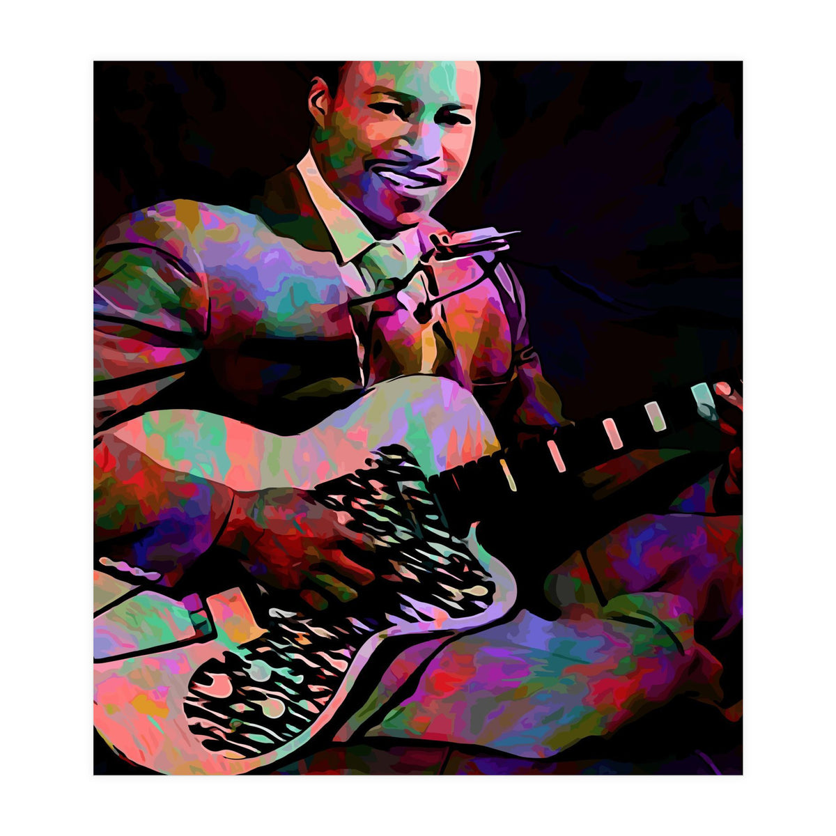 Jimmy Reed American BLues Musician Legend Colorful (Print Only)