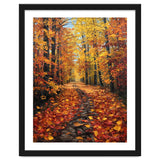 Sun-Drenched Golden Forest Path with Vibrant Autumn Foliage thumbnail