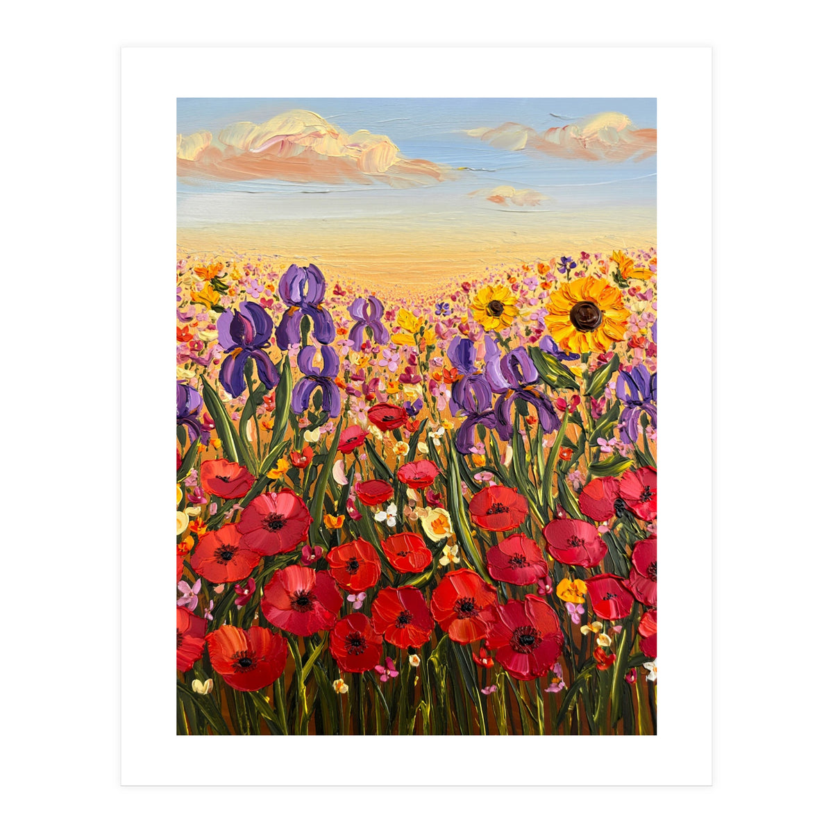 Vibrant Wildflower Field Oil Painting (Print Only)