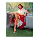 Sexy Pinup Woman Posing In Convertible Car (Print Only) thumbnail