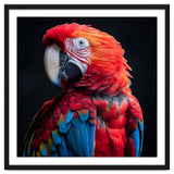 Scarlet Macaw Parrot Detailed Feather Close Up Portrait thumbnail