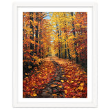 Sun-Drenched Golden Forest Path with Vibrant Autumn Foliage thumbnail