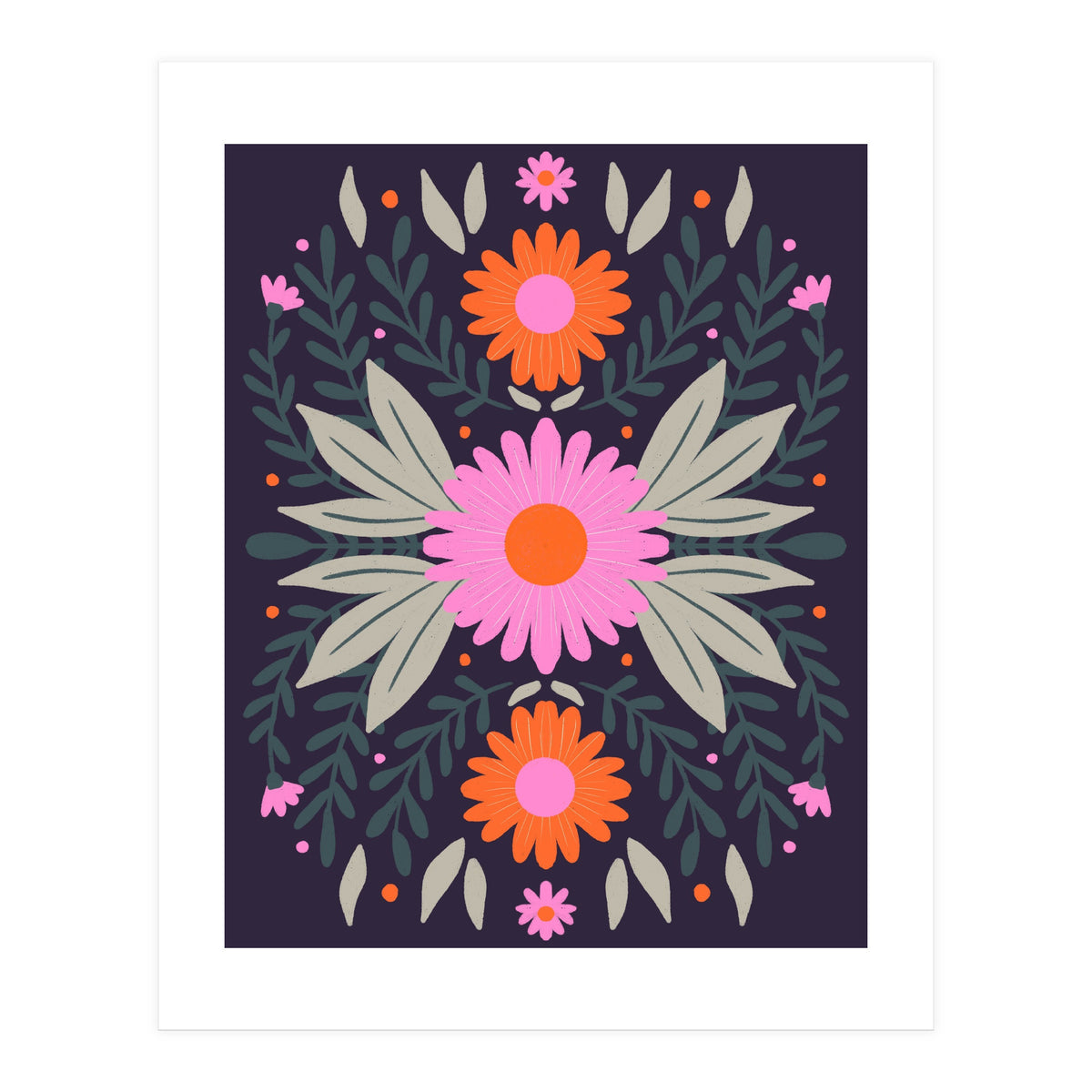 Pink And Orange Flowers (Print Only)