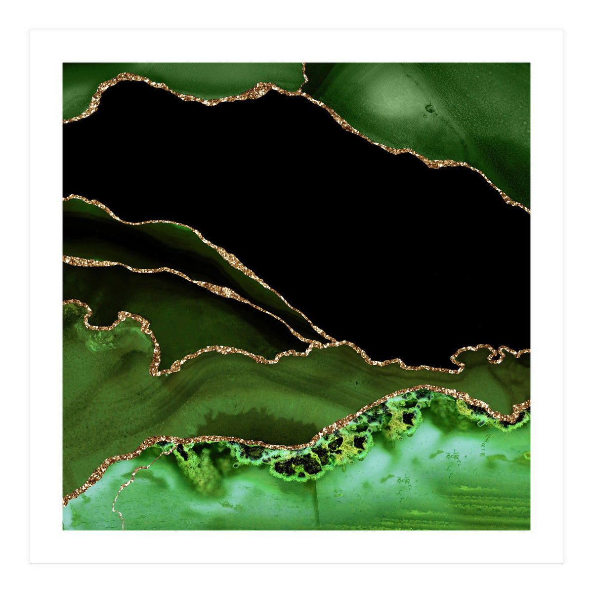 Green & Gold Agate Texture 14 (Print Only)