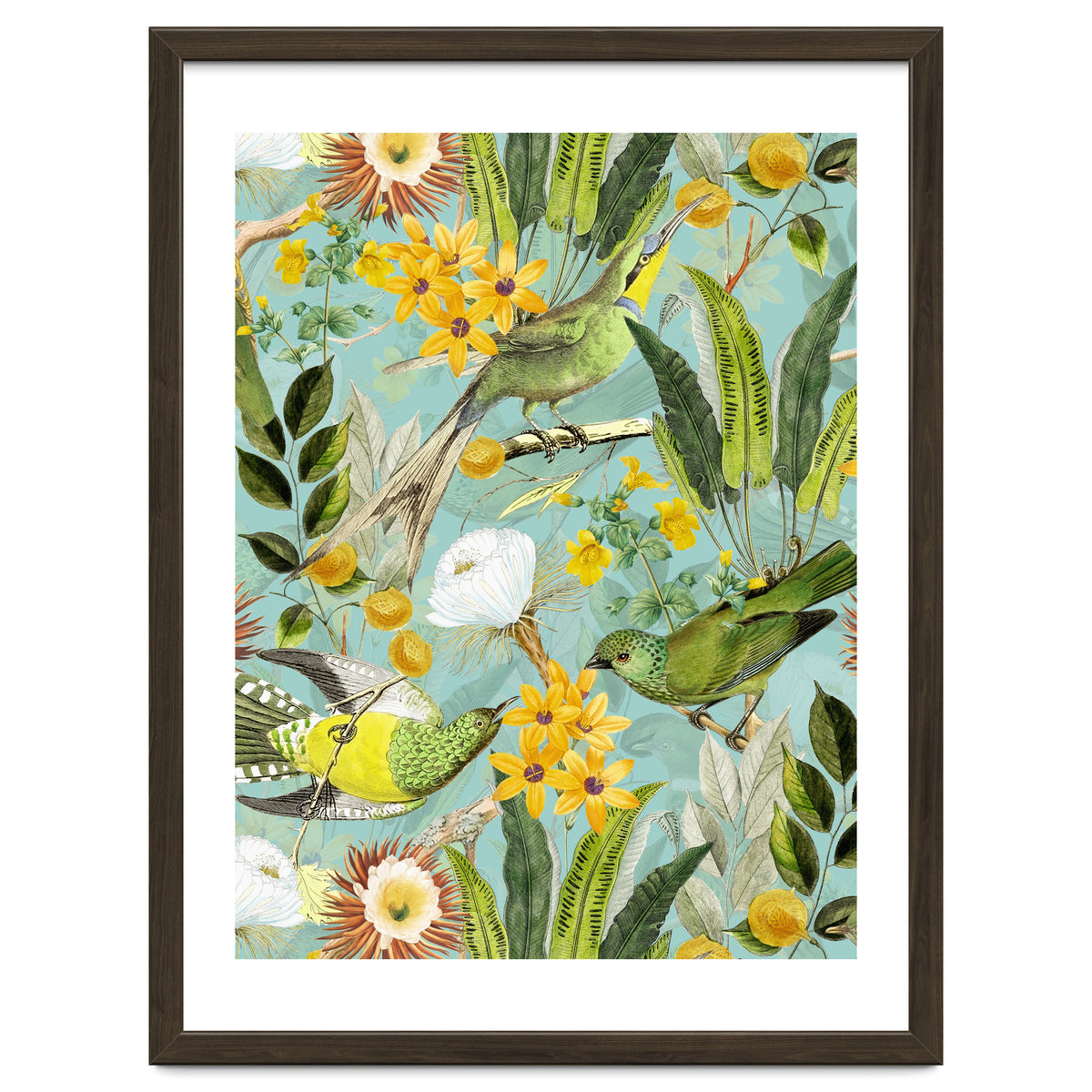 Exotic Birds in Flower Jungle