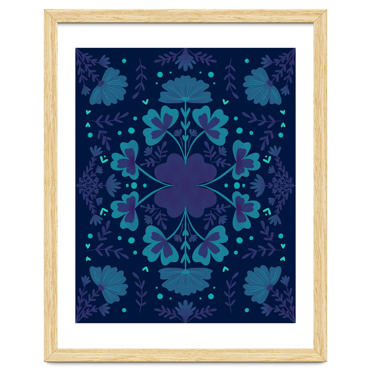 Clovers And Flowers Night Blue