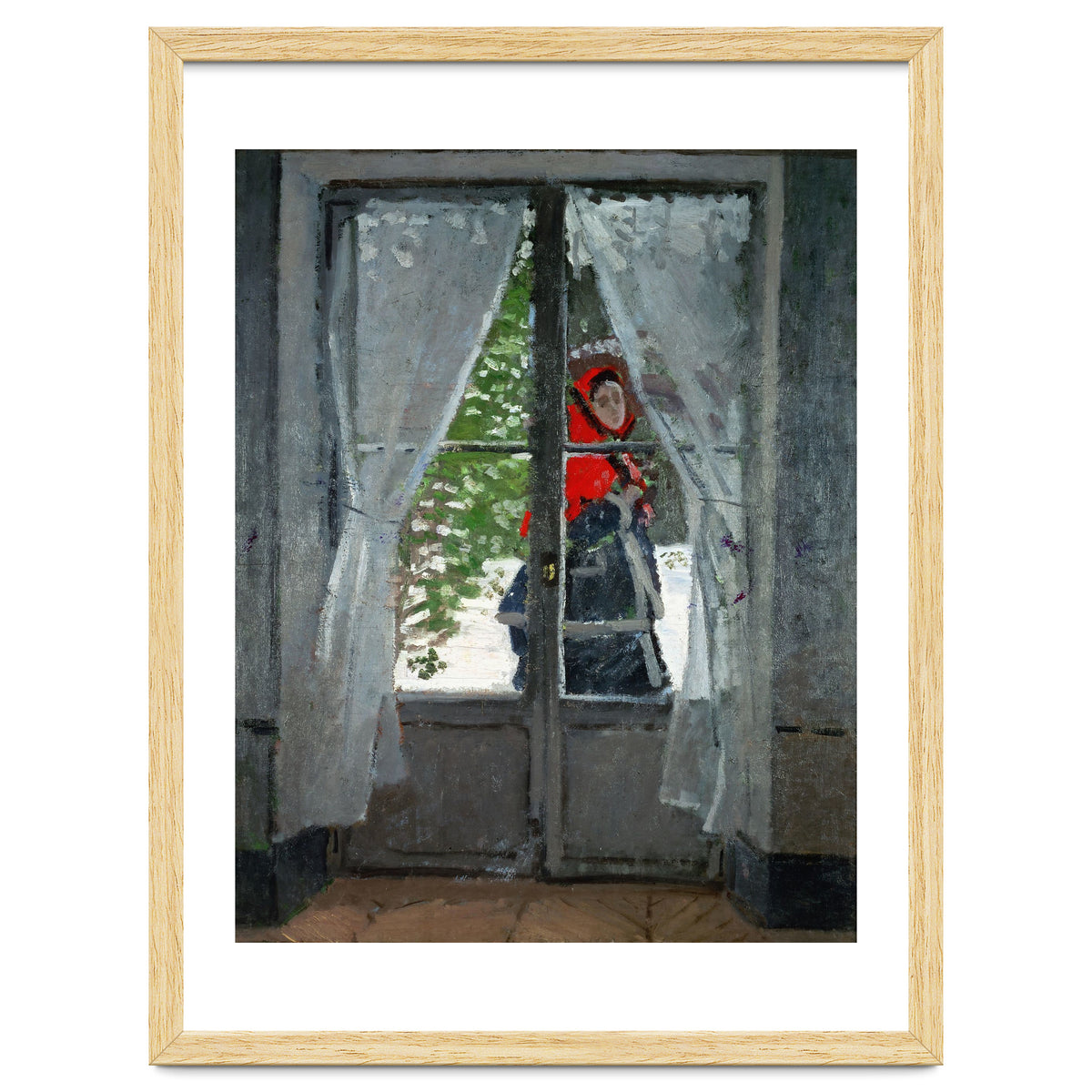 Mme. Monet with a red hat called &quot; The Red Kerchief&quot, ca. 1870.