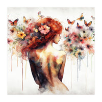 Butterfly Profile In Bloom (Print Only)