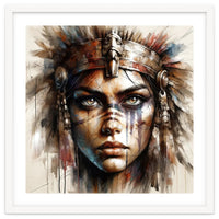 Regal Warrior Woman Watercolor Portrait