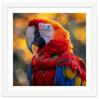 Scarlet Macaw Parrot Close Up Portrait