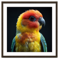 Vibrant Sun Conure Parrot Close Up Portrait