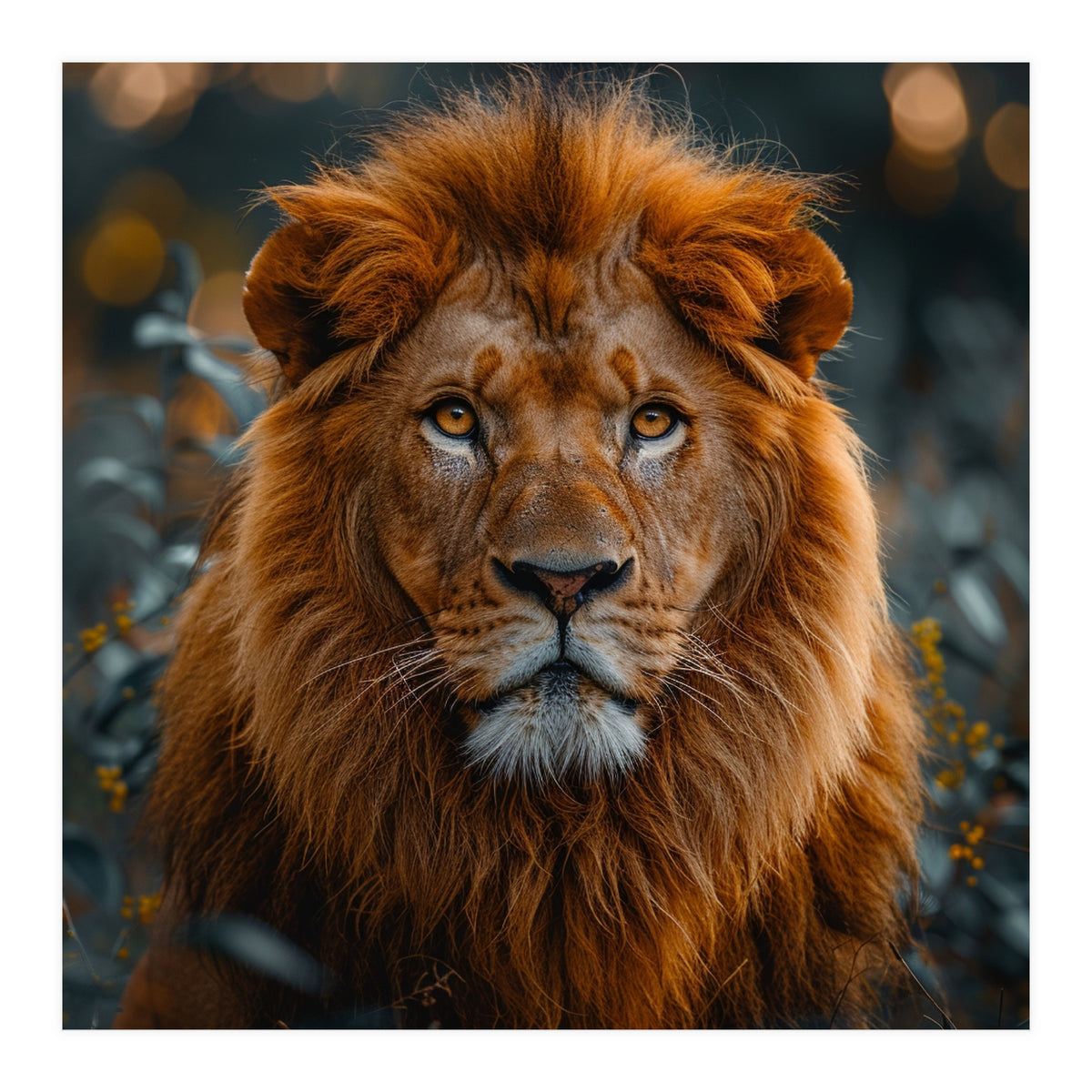 Majestic Lion Portrait Intense Gaze Wildlife (Print Only)