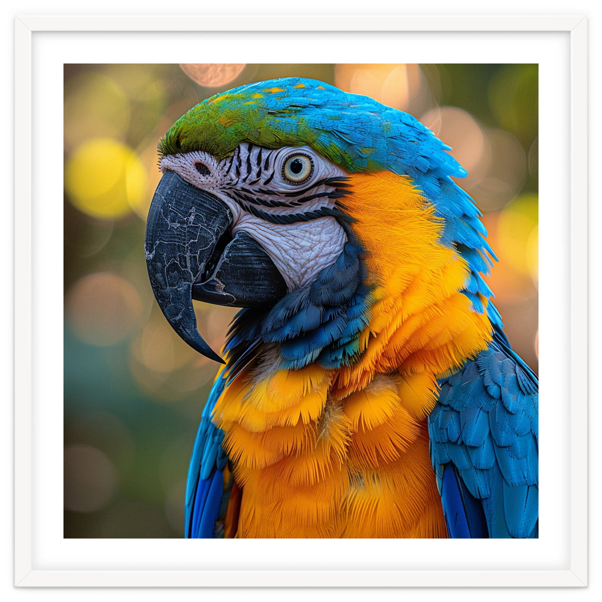 Blue And Yellow Macaw Parrot Close Up Detailed Shot