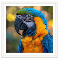 Blue And Yellow Macaw Parrot Close Up Detailed Shot
