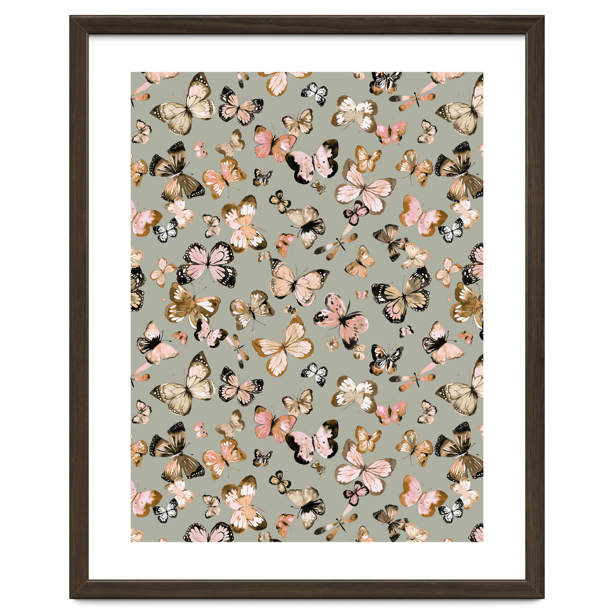 Flying Butterflies Gold Beige