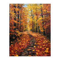 Sun-Drenched Golden Forest Path with Vibrant Autumn Foliage (Print Only)