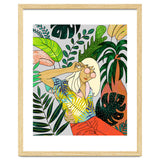 Spring Break, Tropical Bohemian Travel Line Art, Woman Fashion Palm Forest Jungle Watercolor Nature thumbnail