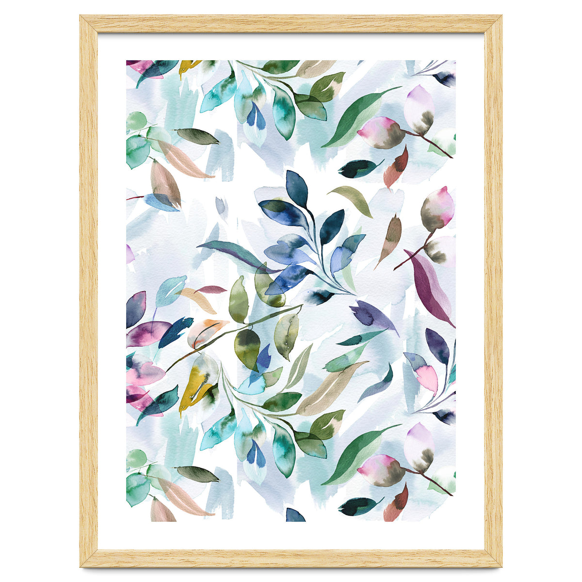 Watercolor Tranquility Leaves Mauve