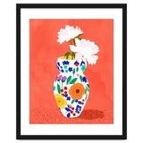 The Flowerpot, Floral Nature Watercolor Painting, Eclectic Bohemian Blossom Plants, Maximalism Contemporary Boho thumbnail