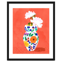 The Flowerpot, Floral Nature Watercolor Painting, Eclectic Bohemian Blossom Plants, Maximalism Contemporary Boho