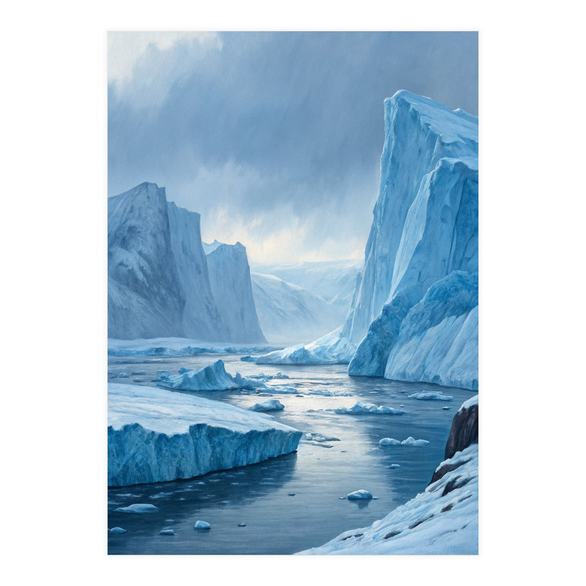 Majestic Arctic Icebergs and Glacial Valley (Print Only)