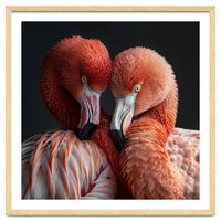 Close Up Of Two Flamingos Nuzzling Together