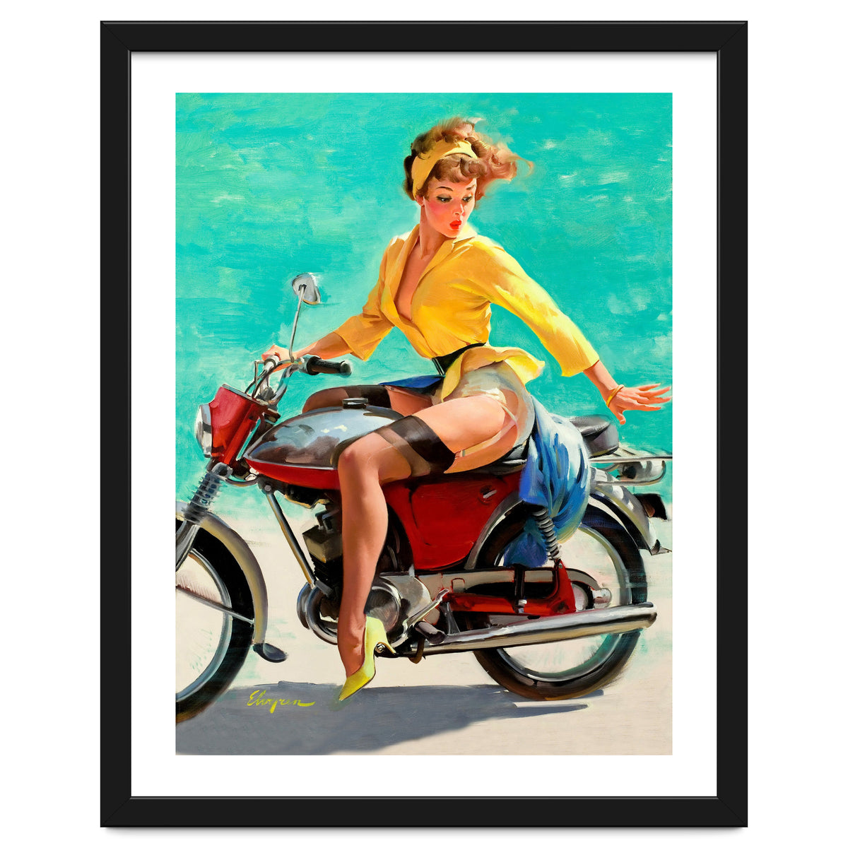 Pinup Sexy Motorcycle Girl