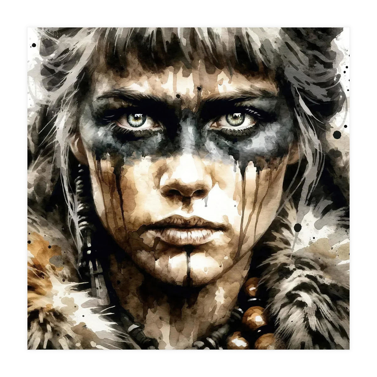 Fur Collar Warrior Portrait (Print Only)