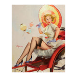 Pinup Girl In Rickshaw Experiencing Sudden Wind (Print Only) thumbnail