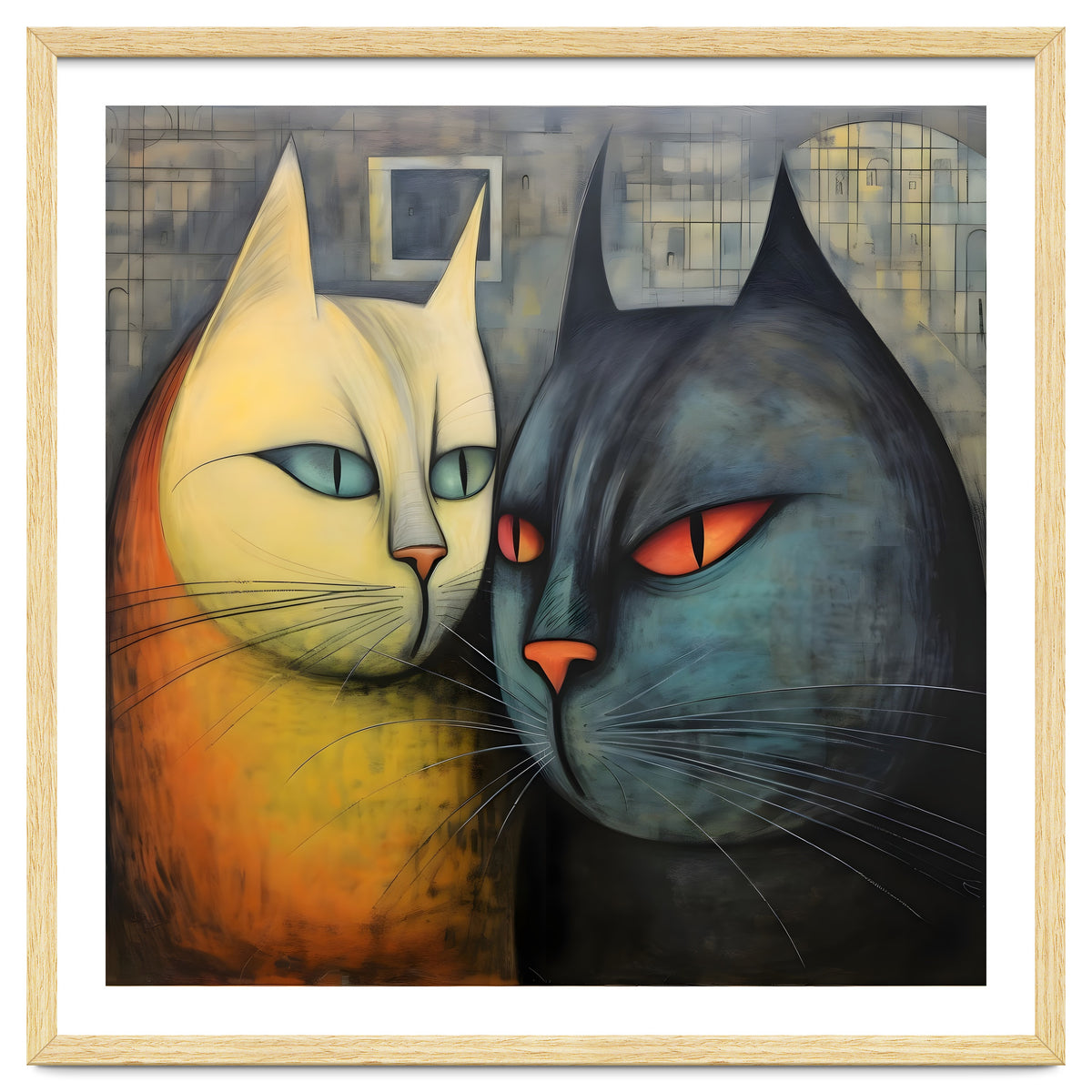 FURRY FRIENDS: GOLDIE AND CHARCOAL, lively duo of animated cats – green eyes, orange eyes. Whiskers charm.