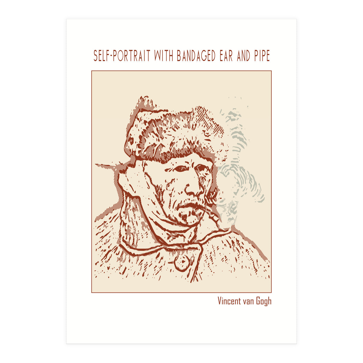 Self Portrait With Bandaged Ear And Pipe – Vincent Van Gogh (Print Only)