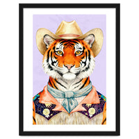Tiger Portrait in Hat Wild Cowboy Fashion