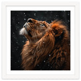 Lion Looking Up In The Snow Majestic thumbnail