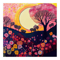 Folk Sunset Over Floral Hills (Print Only)