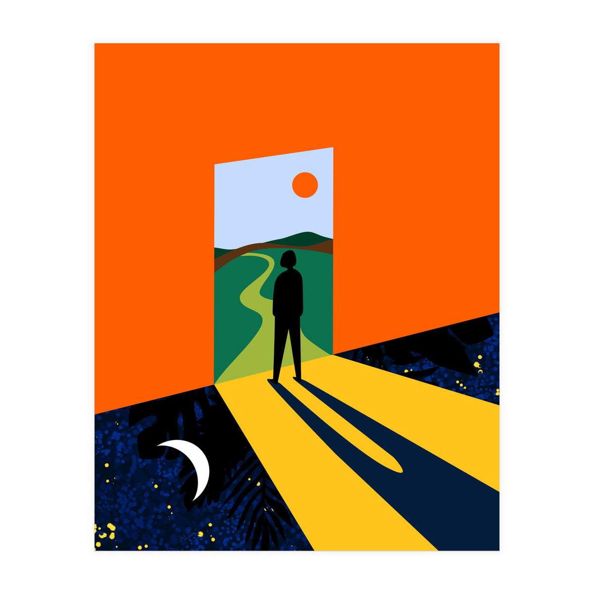 The Path Ahead, Abstract Concept Positivity Growth Mindset People, Eclectic Inspire Bohemian Contemporary Modern Pop Art (Print Only)