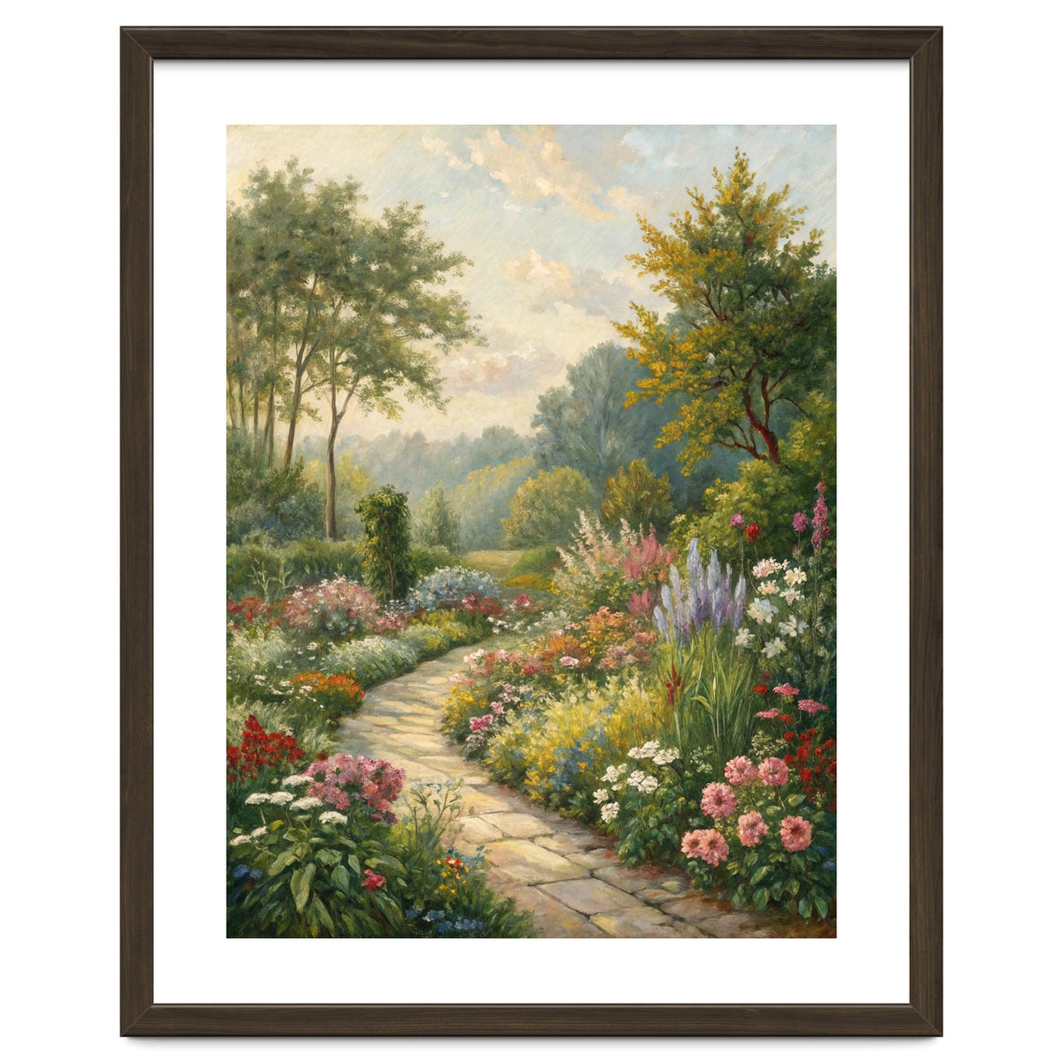 Enchanted English Cottage Garden Oil Painting