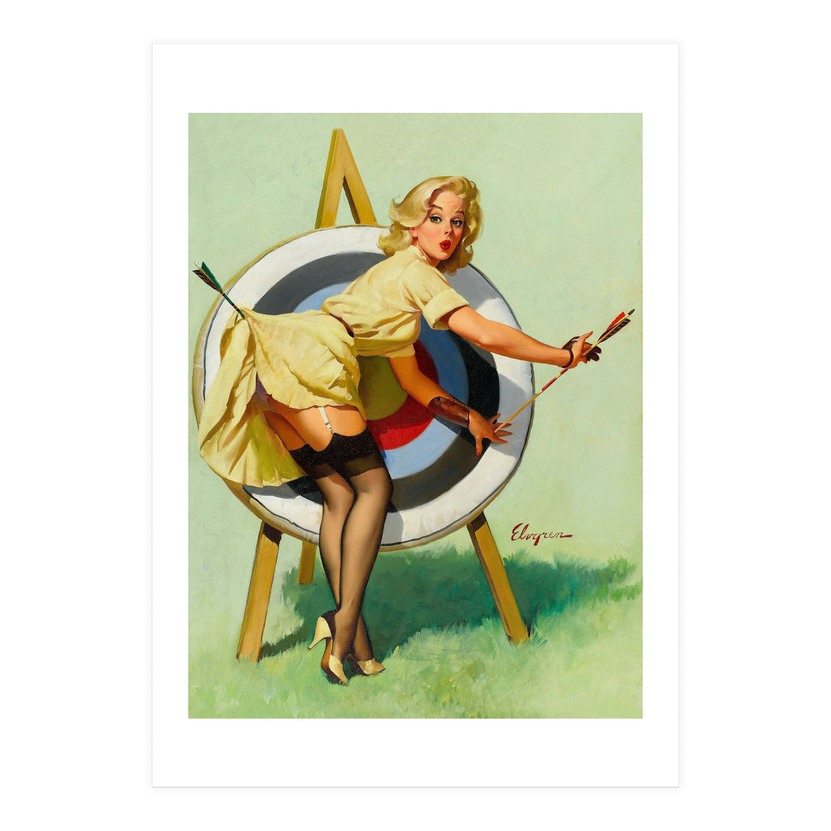 Pinup Sexy Girl On A Target (Print Only)