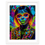 Girl In Glasses Neon Graffiti Art thumbnail