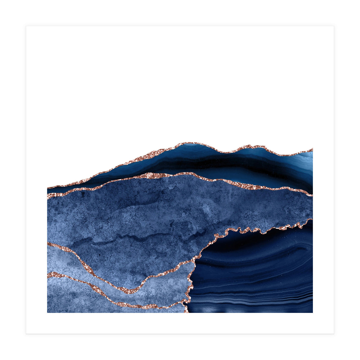 Navy & Rose Gold Agate Texture 24  (Print Only)