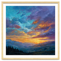 Ethereal Alpine Sunset Over Distant Peaks