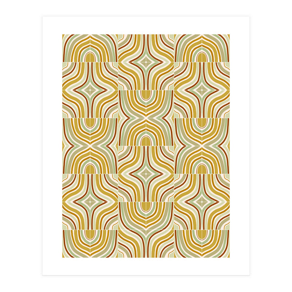 Ochre Retro Marbled Tiles (Print Only)